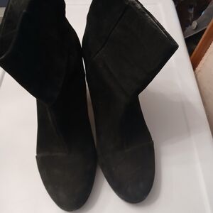 Vince Camuto Black Women's Suede Ankle Boots - Classic Foldover Style